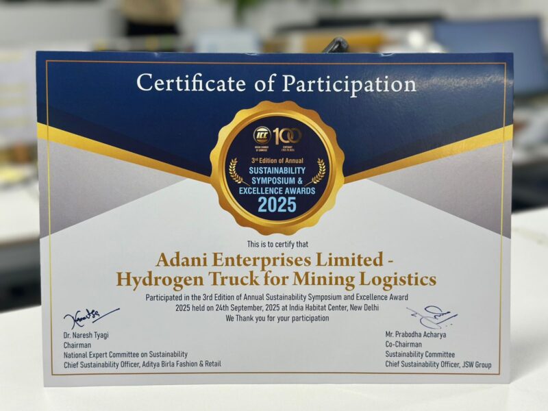 Adani Enterprises Wins Prestigious Environmental Award for Hydrogen Truck Use in Mining Sector