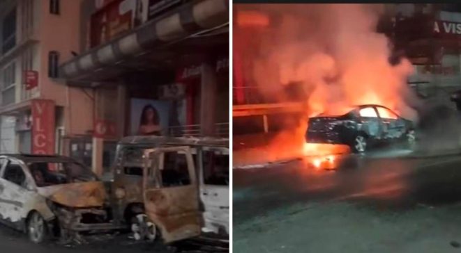 Jamshedpur Sakchi accident: Varna hits parked Scorpio, both cars catch fire
