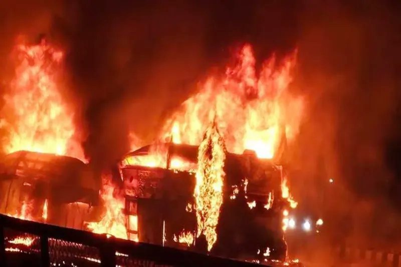 Road Tragedy: Over 10 Killed as Sleeper Bus Catches Fire After Collision in Chitradurga