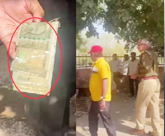 ₹500 Notes Found Flowing in Sewer, Crowd Rushes to Grab Cash – Video Viral