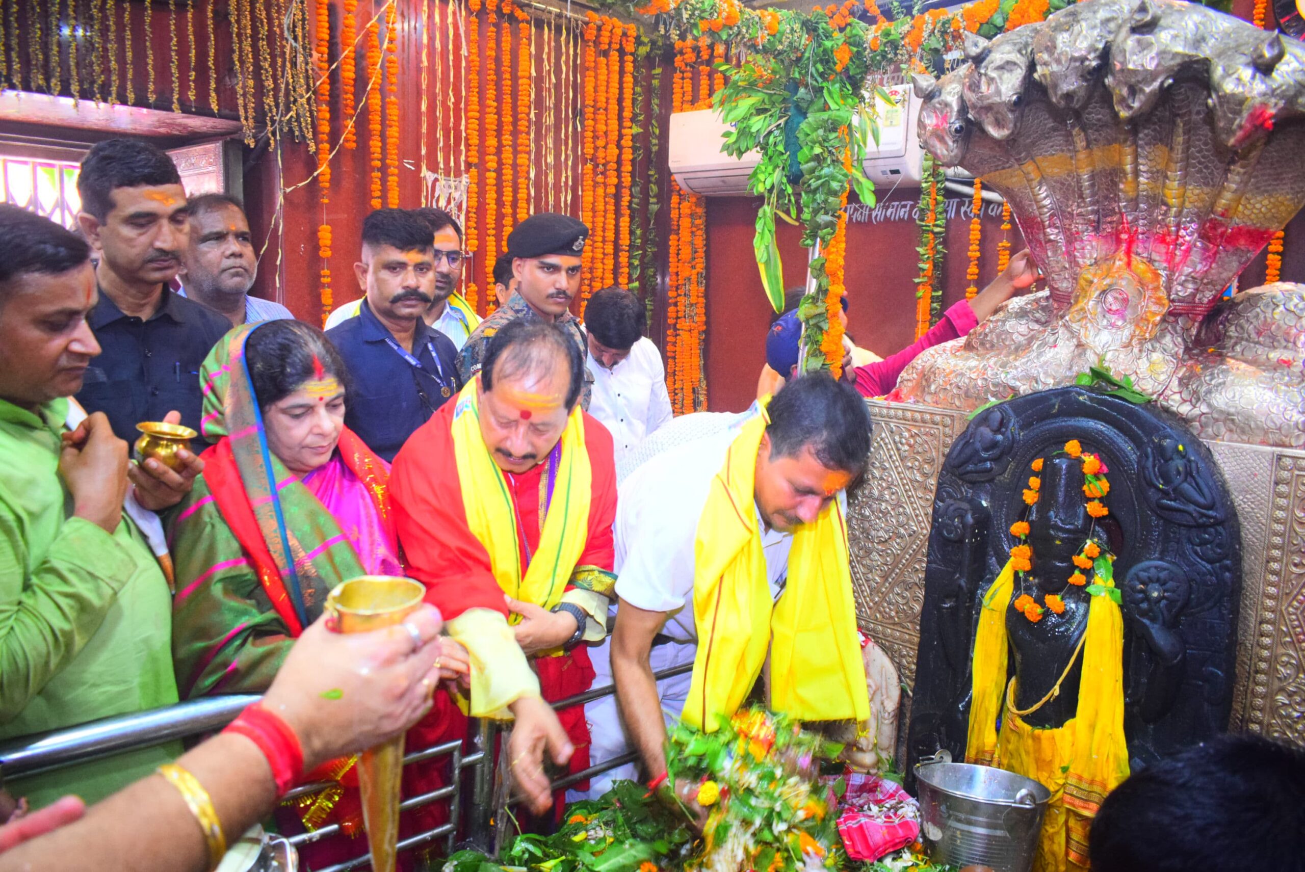Agriculture Minister Vijay Kumar Sinha Performs Rudrabhishek at Baba Harihar Nath Temple