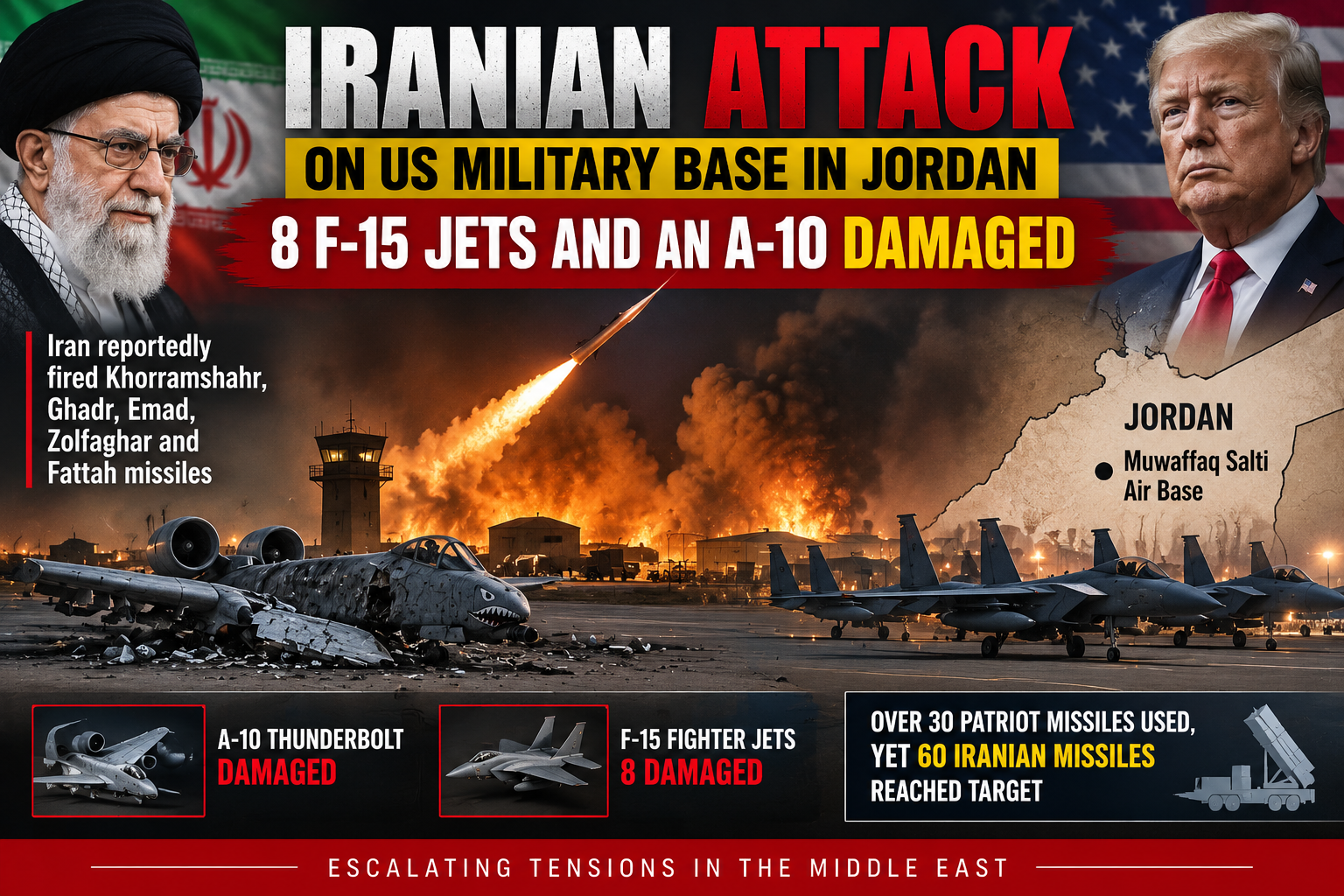 Iran Attacks US Air Base in Jordan, Several Military Aircraft Reportedly Damaged
