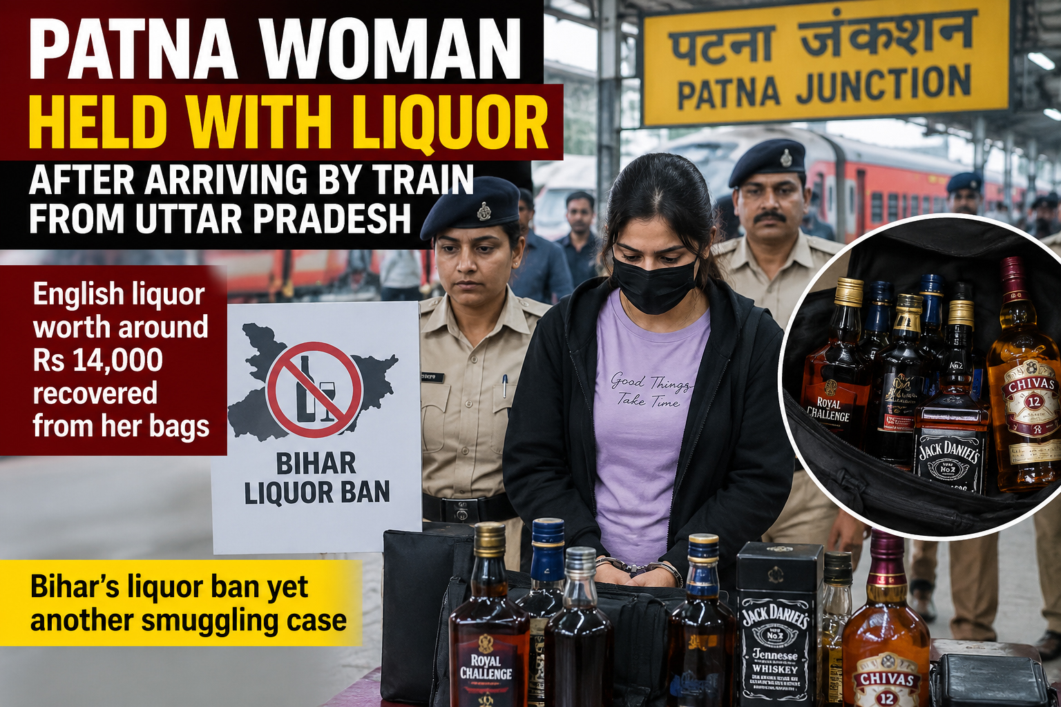 Patna Police Seize Liquor From Woman Allegedly Carrying Consignment by Train